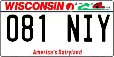 WI license plate 081NIY