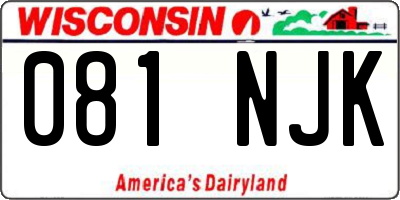WI license plate 081NJK