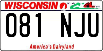 WI license plate 081NJU