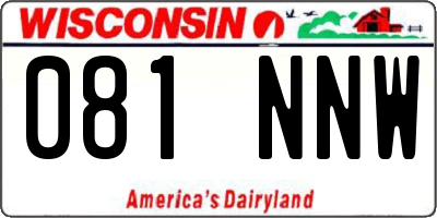 WI license plate 081NNW