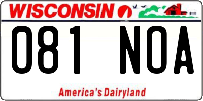 WI license plate 081NOA
