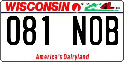 WI license plate 081NOB