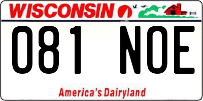 WI license plate 081NOE