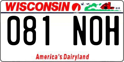 WI license plate 081NOH