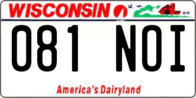 WI license plate 081NOI