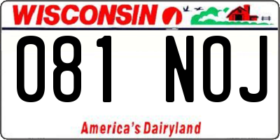 WI license plate 081NOJ