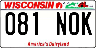 WI license plate 081NOK