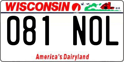 WI license plate 081NOL