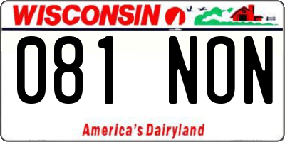 WI license plate 081NON