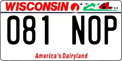 WI license plate 081NOP