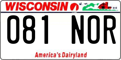 WI license plate 081NOR