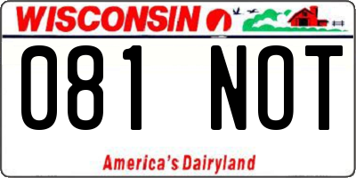 WI license plate 081NOT