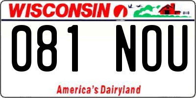 WI license plate 081NOU