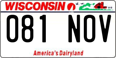 WI license plate 081NOV