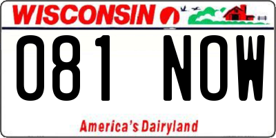WI license plate 081NOW