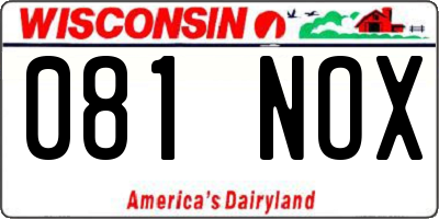 WI license plate 081NOX