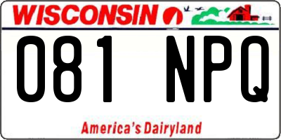 WI license plate 081NPQ