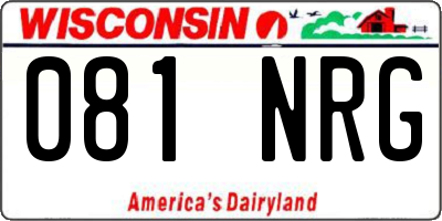 WI license plate 081NRG