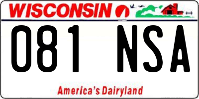WI license plate 081NSA