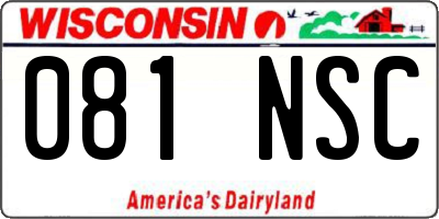 WI license plate 081NSC