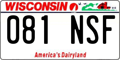 WI license plate 081NSF