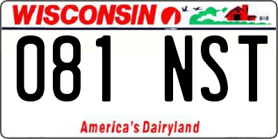 WI license plate 081NST