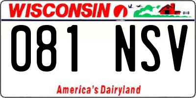 WI license plate 081NSV