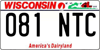 WI license plate 081NTC