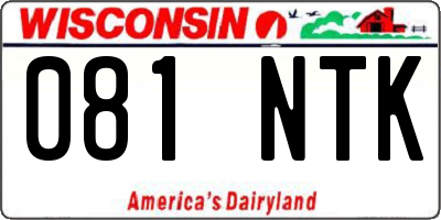 WI license plate 081NTK