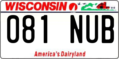 WI license plate 081NUB