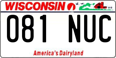 WI license plate 081NUC