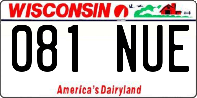 WI license plate 081NUE