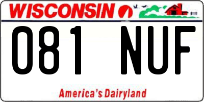 WI license plate 081NUF