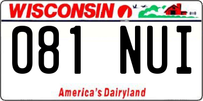 WI license plate 081NUI