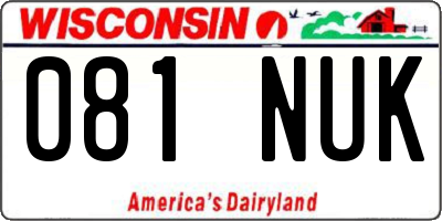 WI license plate 081NUK