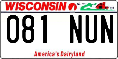 WI license plate 081NUN