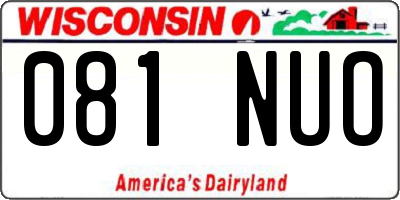 WI license plate 081NUO