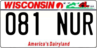 WI license plate 081NUR