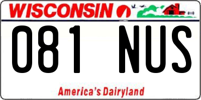 WI license plate 081NUS