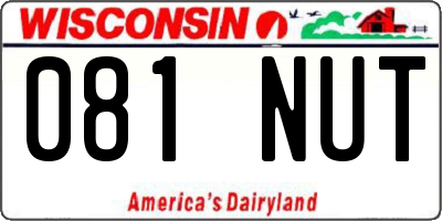 WI license plate 081NUT