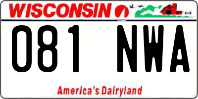 WI license plate 081NWA