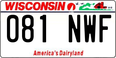 WI license plate 081NWF