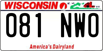 WI license plate 081NWO