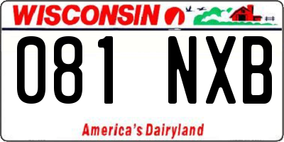 WI license plate 081NXB