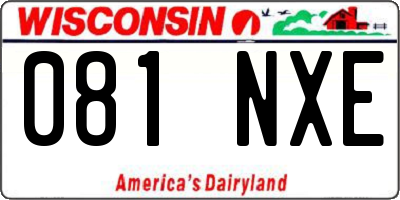 WI license plate 081NXE
