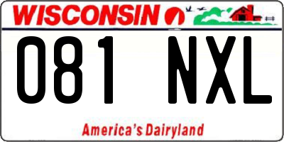 WI license plate 081NXL