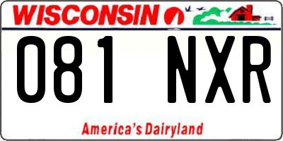 WI license plate 081NXR