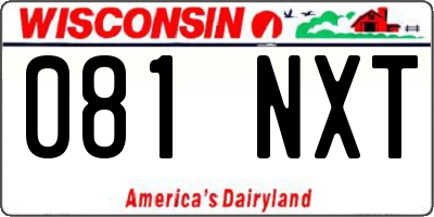 WI license plate 081NXT