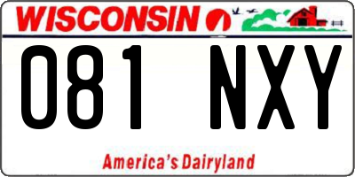 WI license plate 081NXY