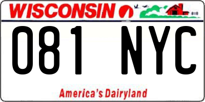 WI license plate 081NYC
